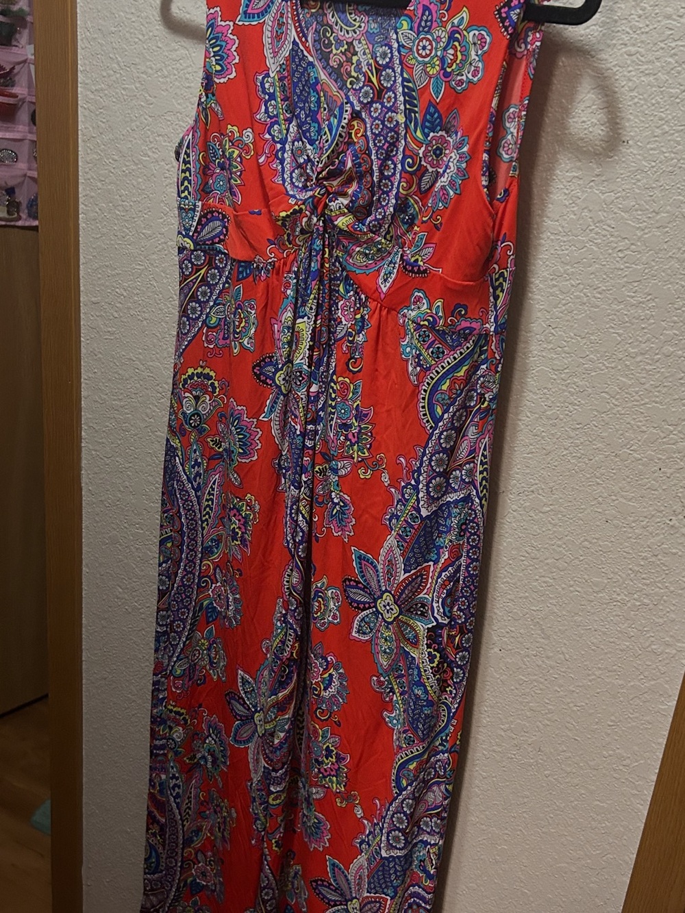 Rafaella Red Paisley Maxi Dress with Purple & Blue Floral Print - Picture 2 of 5